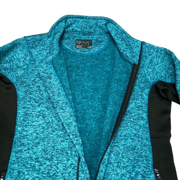 Marc New York Jacket Women Large Turquoise Space Dye Fleece Long Sleeve Full Zip - Picture 9 of 11